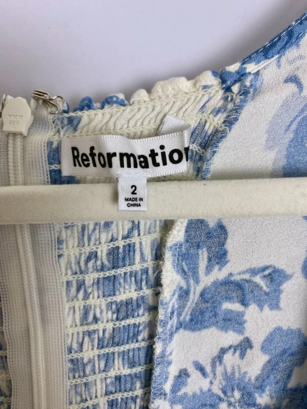 Reformation Blue & White Floral Mini Dress | Size 2 | Like New - Picture 7 of 7